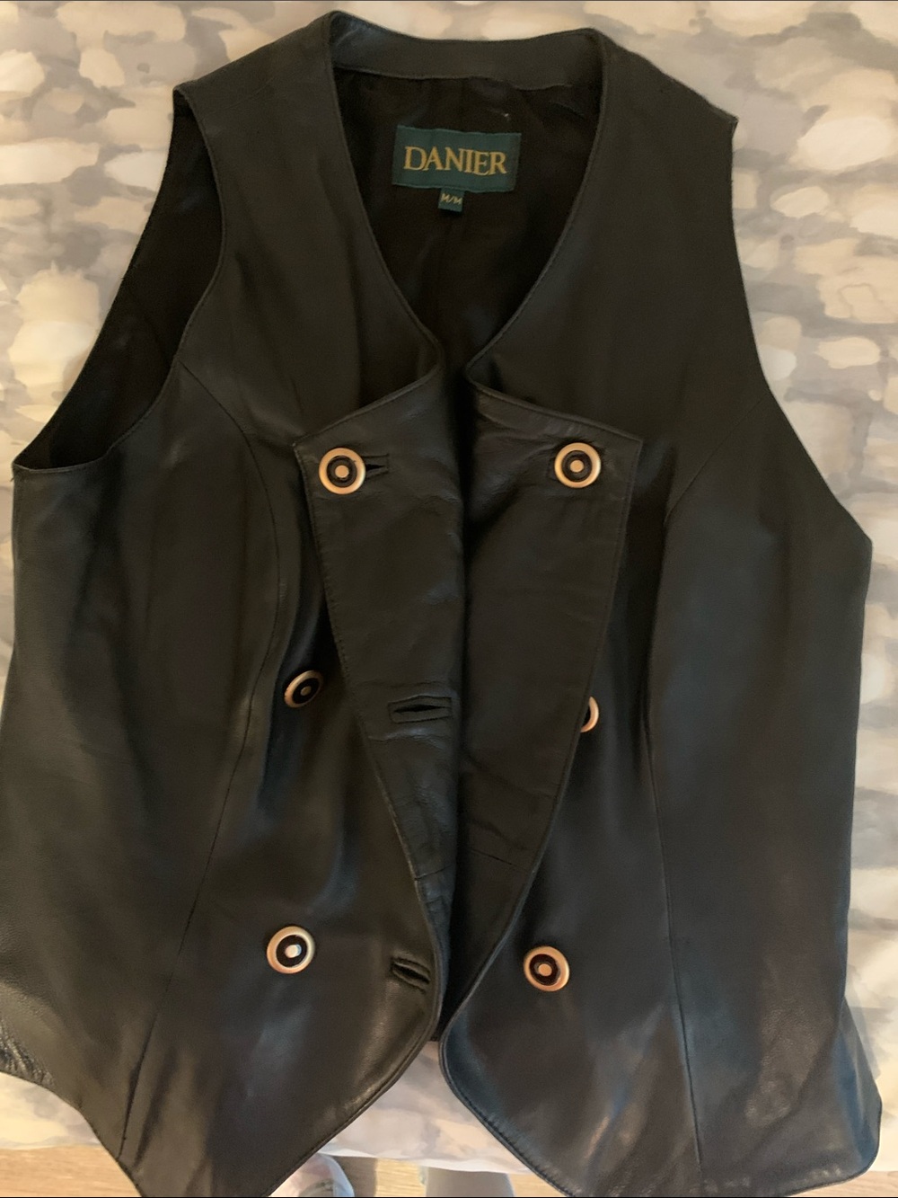Danier Black Leather Double-Breasted Vest